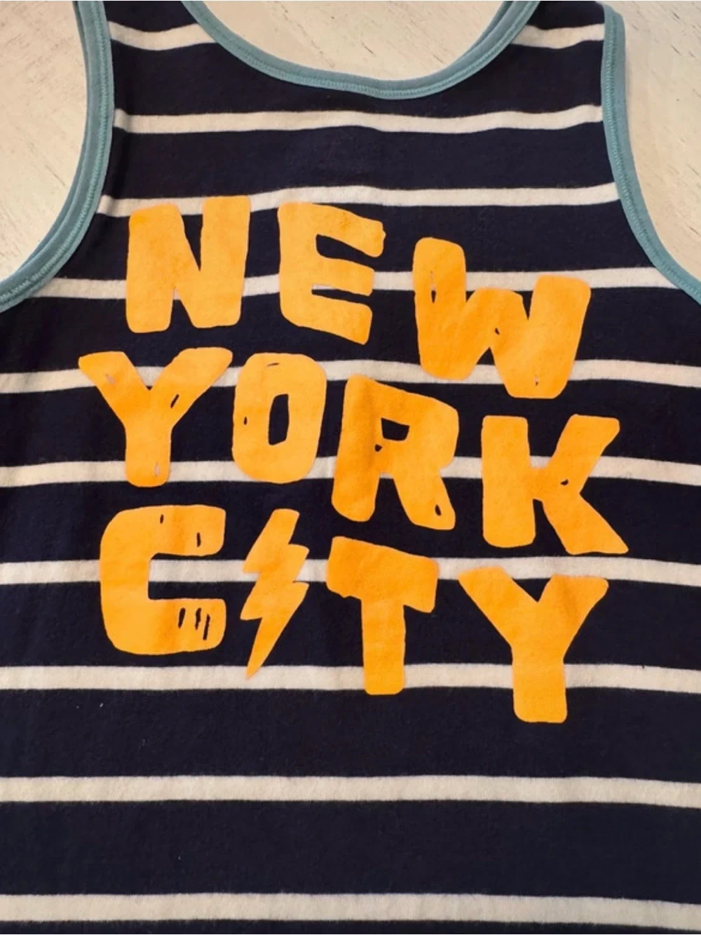 RAGS Striped Navy & White NYC Sleeveless Baby Romper
